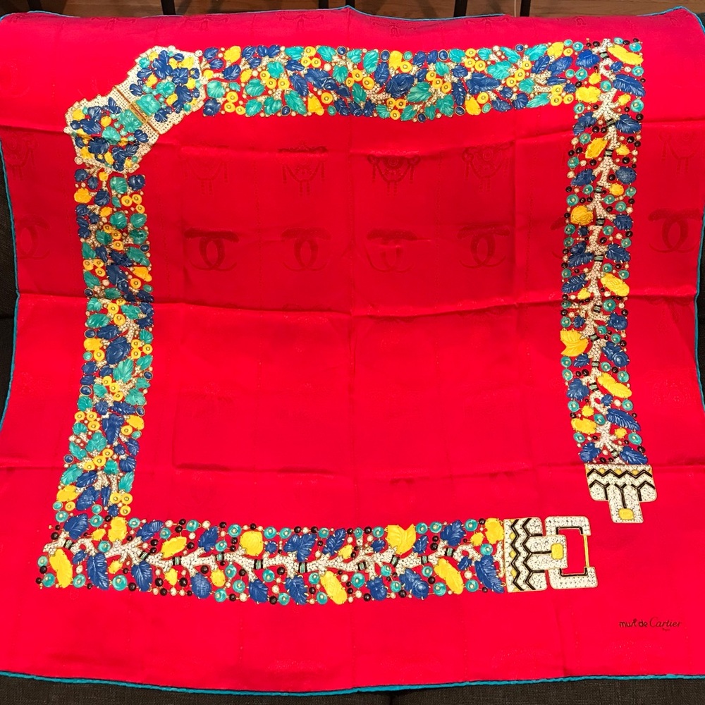 Cartier Jewelry Print Silk Scarf- 33.9”x 33.9” 🤩✨🔥
